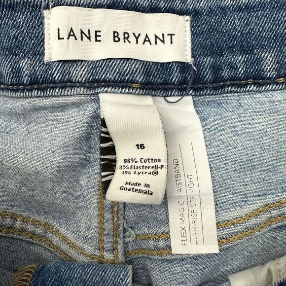 Lane Bryant High Rise Straight Crop Jeans Size 16 Patchwork Half Raw Hem - Picture 7 of 11